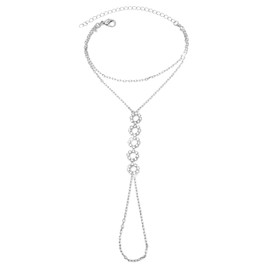 Wovanoo Chain Bracelets for Women Gold Silver Plated Hand Chain Bracelet Adjustable Finger Ring Link Bracelet Silver 1