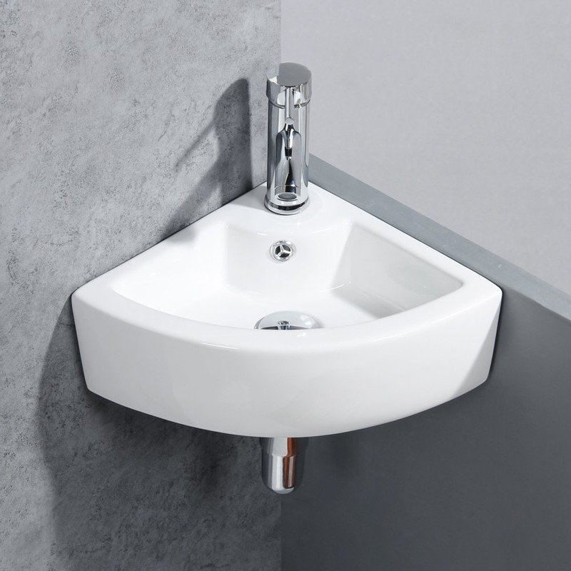 Small Bathroom Sink Wall Mounted Basin Triangle Corner Mini Sink
