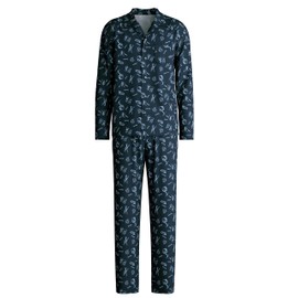 CALIDA Relax Swiss Resort Men's Buttoned Pyjamas 100% Cotton, Dark Sapphire, 50
