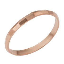 KoolJewelry Minimalist Women's 14k Rose Gold 2mm Hammered Diamond-cut Band Ring (size 9)