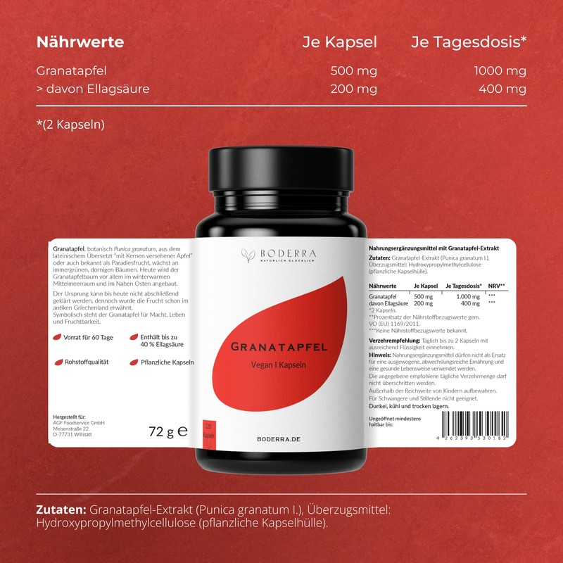Pomegranate Extract Capsules High Dose 40% Ellagen Acid - Pack