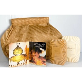 AZZARO 9 by Loris Azzaro Perfumed Soap,Gold Clutch+Sample Parfum **VINTAGE RARE!