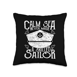 Calm Sea Never Made A Skilled Sailor Sailing Lake Boat Throw Pillow, 16x16, Multicolor