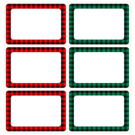 300PCS Christmas Buffalo Plaid Gift Tags Stickers, Self Adhesive Christmas Plaid Name Tags Gift Present Tags Label Sticker for Organizing Christmas Holiday Decorations School Supplies, 2x3 Inch