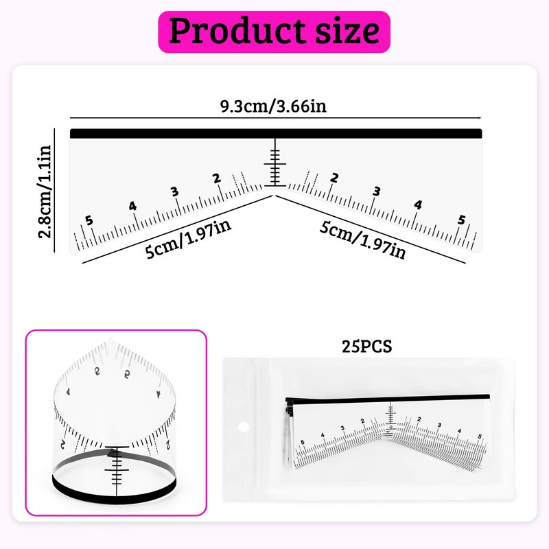 BAMTTOO Eyebrow Ruler Sticker 25 Pieces Eyebrow Mapping Shaping Sticker