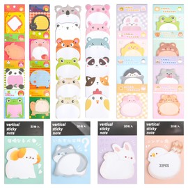 32 Pack Animal Sticky Notes, SHAIDOJIO 800 Sheets Cute Sticky Notes, 32 Styles Kawaii Cartoon Animal Sticky Notes Set, Animals Shape Self-Stick Notes for School Office Home Memo Party Bag Fillers