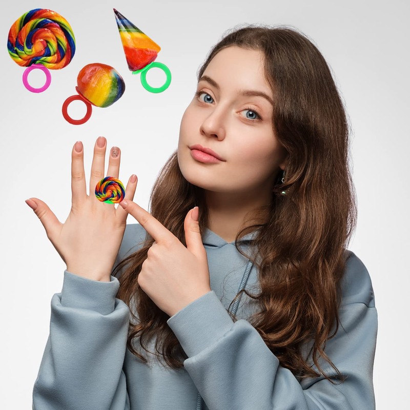 Fruidles Crazy Fruit Candy Rings, Assorted Hard Candy Lollipops, Individually