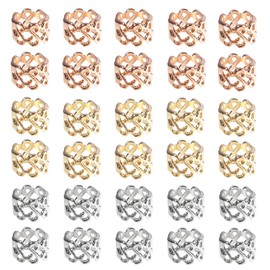 AZWOOD Dreadlock Jewellery Metal Cuffs Hair Dreadlocks Accessories, Pack of 30 Hair Spiral Clips Hair Braid Rings Beads Braided Hair Accessories for Men and Women (Gold, Rose Gold, Silver)