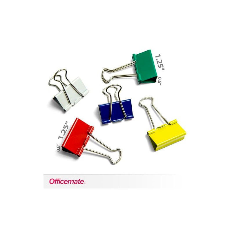Officemate 31029 Binder Clips, Medium, Pack of 24, Assorted Colors