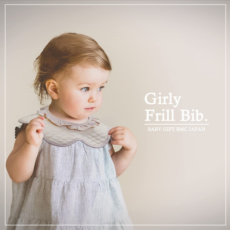 BMC bib. Set of 6 Ruffles, 360° Waterproof, Cotton, Girls,