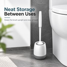 Toilet Cleaning Brush for Bathroom Use – Flexible Cleaning Tool with Wall-Mount or Floor Stand Design for Home Bathrooms