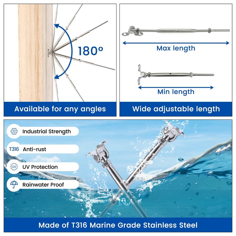 Muzata 10 Pairs 1/8" Cable Railing Hardware Kit Swage Toggle