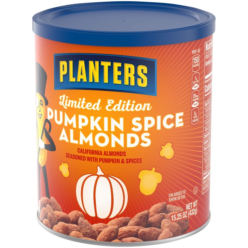Planters Pumpkin Spice Almonds,15.25oz Canister (Packaging May Vary)