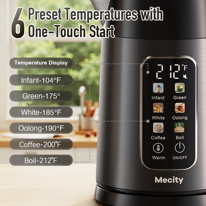 Mecity Electric Kettle Touch Screen Temperature Control Water Boiler, No