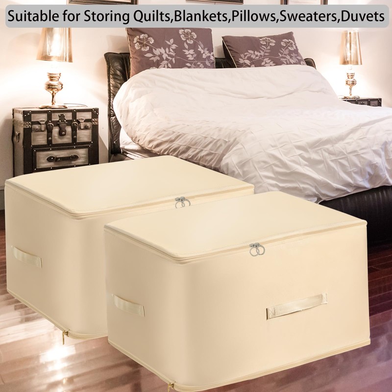 VOKABY Pack of 2 Storage Bags for Duvets, Clothes Storage,