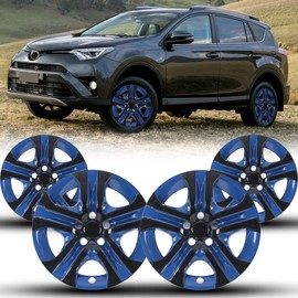 17 Inch Hubcaps Fit for 2013-2018 Toyota RAV4, Wheels Rim Cover Replacement Compatible with Toyota RAV4 17'' Steel Wheels, PP Material Hub Caps Set of 4 (17-Inch, White Lacquer & Black Lacquer)