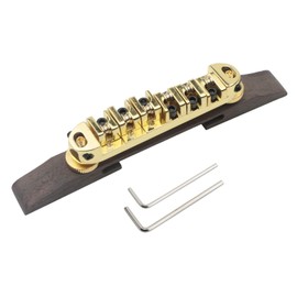 Unxuey Golden Electric Guitar Bridge Roller Saddles Rosewood Bridge for Electric Guitar Replacement Parts Accessories