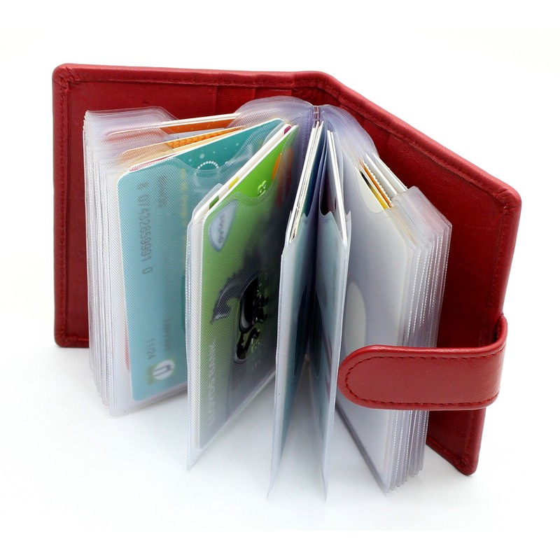 RAS Mens Womens Small Leather 24 Credit Cardholder with Popper