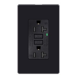 Black GFCI Outlet 20 Amp,KCMYTONER GFCI Outlet Tamper Resistant Receptacle with LED Indicator, 20 Amp 125 Volt Wallplate and Screws Included ETL Listed, Black