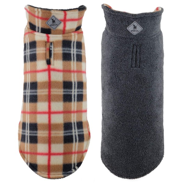 The Worthy Dog Fargo Fleece Plaid Dog Jacket, Adjustable Reversible