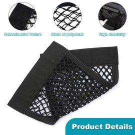 4Pcs Car Mesh Cargo Net, Elastic Storage Net, 40×25CM Elastic String Net, Mesh Storage Bag, Car Trunk Net, Mesh Pocket Organiser for Van Motorhome Caravan Boat Car (Black)
