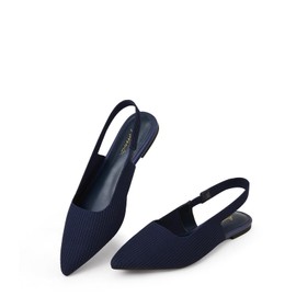 Arromic Slingback Flats for Women Pointed Toe Ballet Flats Shoes Women Dressy Comfortable Slip On Knit Flat Blue