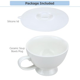 EIKS Oversized Ceramic Soup Bowls Mugs with Handles and Lid for Serving Coffee Breakfast Cereal Noodle Salad Fruit, Capacity 750ml/25oz