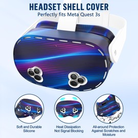 Silicone Cover Set Compatible with Meta/Oculus Quest 3s Accessories, Silicone Face Cover, Controller Grip Cover, Camera Lens Protector, VR Shell Cover, Protective Lens Cover, Not Fit Quest 3