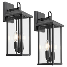 Darkaway Outdoor Wall Lights for House,2pcs Exterior Lighting Fixtures Wall Mount Porch Lights Waterproof Outdoor Sconce Lights with Clear Glass for Patio Hallway Garage E12 Socket