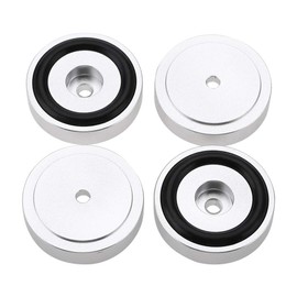 4 x Speakers Stand Feet, 40 x 10 mm Removable Speaker Pads Base, Aluminium Alloy Vibration Amplifier Feet, for HiFi Amplifie, Turntable Player (Silver)