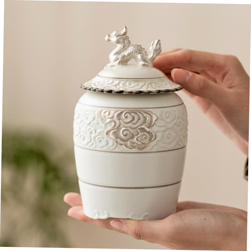 KICHOUSE Matcha Container Tea Bag Storage Ceramic Tea Canister for