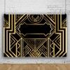 OERJU 7x5ft Great Geometry Backdrop Black and Gold Abstract Geometric
