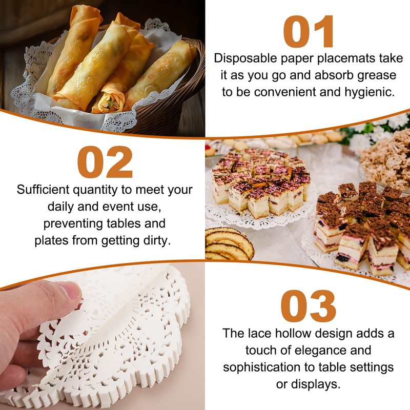 sourcing map 150pcs Lace Paper Doilies 12 x 8.5 Inch