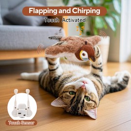 AUSCAT Flappy Bird Cat Toy, Simulated Chirping Bird Cat Toy Flapping Wings, Rechargeable，Interactive Catnip Toys for Indoor Kittens