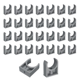 sourcing map 40 Pcs PVC Water Pipe Clamps Clips, 32mm ID U-Shaped Water Pipe Buckles Pipe Tubing Clamps Pipe Support Holder for 1" Water Pipe Tubing Hose TV Trays Hanger Support Tubing, Grey