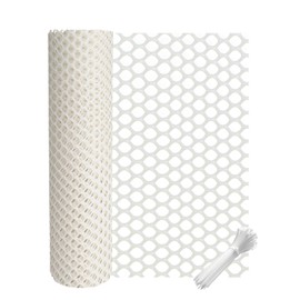 vensovo Plastic Wire Mesh 16IN x 10FT Roll -White Chicken Wire Fencing for Poultry, Gardening Barrier, Balcony Guard for Cats and Dogs, Floral Craft Mesh with 20 Zip Ties