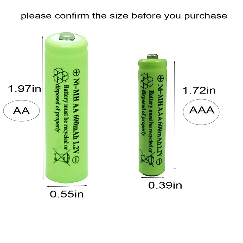 GSUIVEER AAA Nimh 600mAh 1.2v Rechargeable Battery for Outdoor Solar