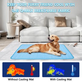 TIXWOOK Cooling Mat for Dogs, Q-Max>0.45 Breathable Cooling Pad for Dog, 43"x 32" Pet Cooling Bed with Non-Slip Bottom, Portable Washable Cooling Blanket for Indoor & Outdoor,Blue