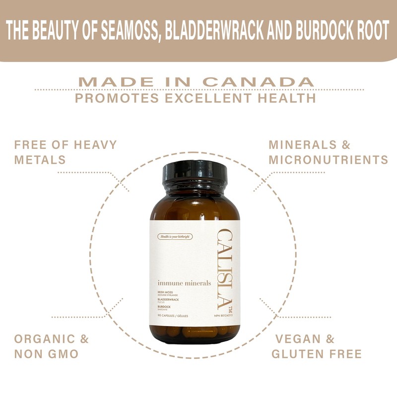 Calisla - Irish Sea Moss, Bladderwrack, Burdock Root capsules, 90ct.
