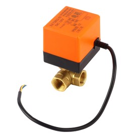 DN15 G1/2 Brass 3 Way Motorized Valve Ball Electrical Valve DC12V 3 Wire 2 Control Brass Ball Valve Applicable Cold Water Hot Water for Air Conditioner Fan Coil and Water Control System