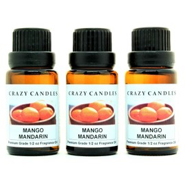 Crazy Candles Mango Mandarin 3 Bottles 1/2 FL Oz Each (15ml) Premium Grade Scented Fragrance Oil