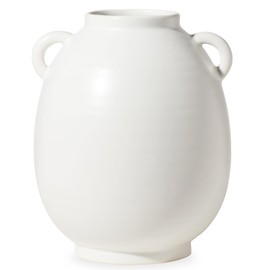 Torre & Tagus White Ceramic Vase with Handles - 9 Inch Boho Decor Decorative Vase for Home Decor, Decorative Pottery Flower Vase for Dining Table Decor, Wedding Decor (Capri White Vase for Flowers)