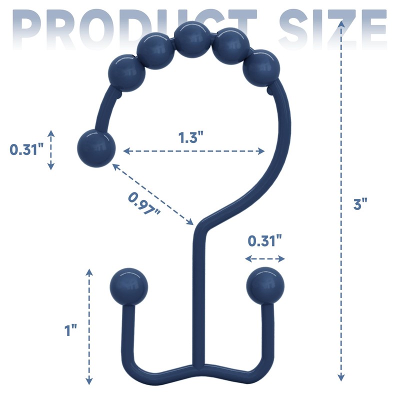 Titanker Shower Curtain Hooks Rings, Rust-Resistant Metal Double Glide Shower