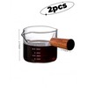 bepisof 2 Piece Wooden Handle Double Mouthed Espresso Shot Glass