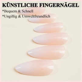 Nude Colour Gradient Artificial Fingernails for Sticking, 24 Pieces, Press On Nails, Almond, Full Cover False Nails, Elegant Artificial Nails for Women and Girls, Daily Use, Party