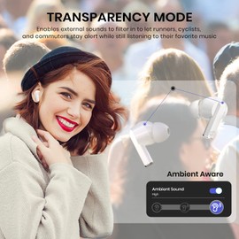 dyplay Wireless Earbuds Active Noise Cancelling, Bluetooth 5.0 in-Ear Headphones with Premium Stereo Sound, 10min Fast Charge/Touch Control/Wireless Charge/20H Playtime (White)