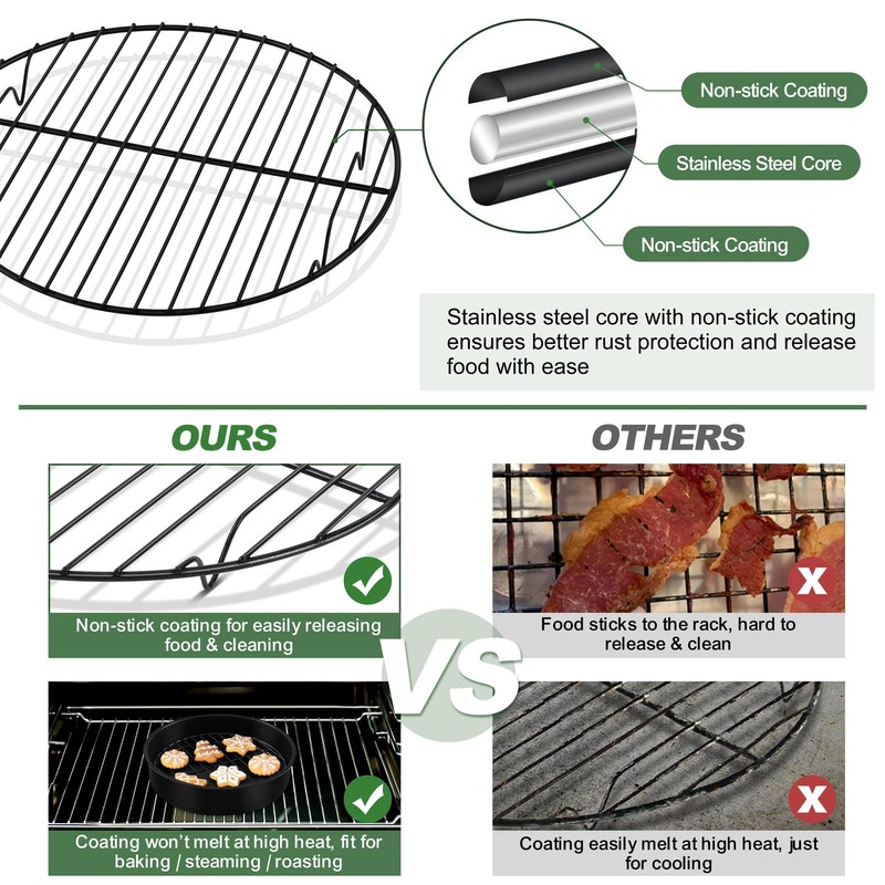 TeamFar Round Cooling Rack, 9" Non-stick Stainless Steel Baking Rack