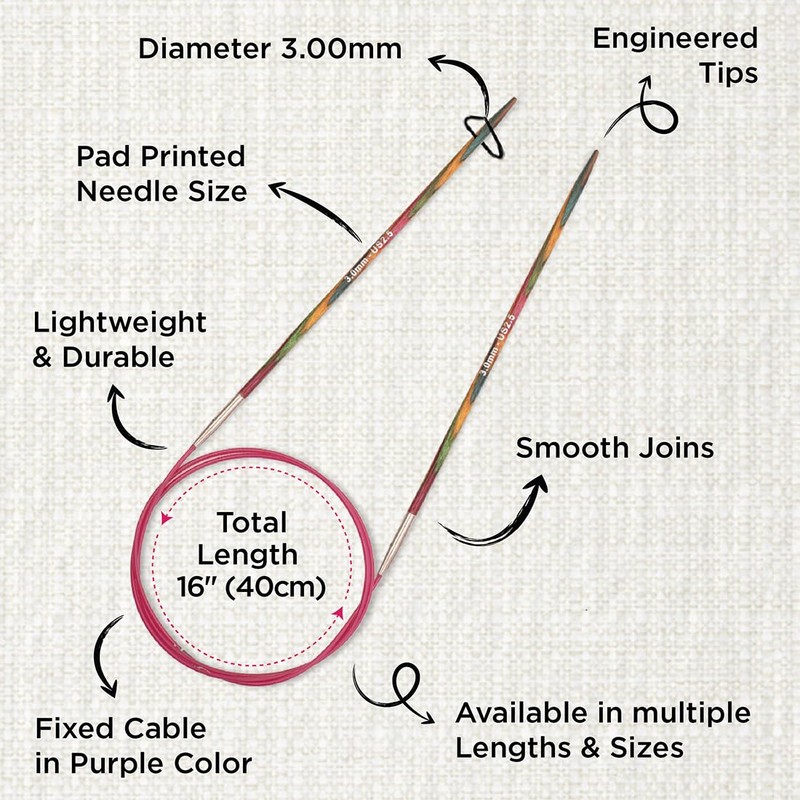 KnitPro Symfonie Fixed Circular Needles 16" (40cm) | 3.00mm