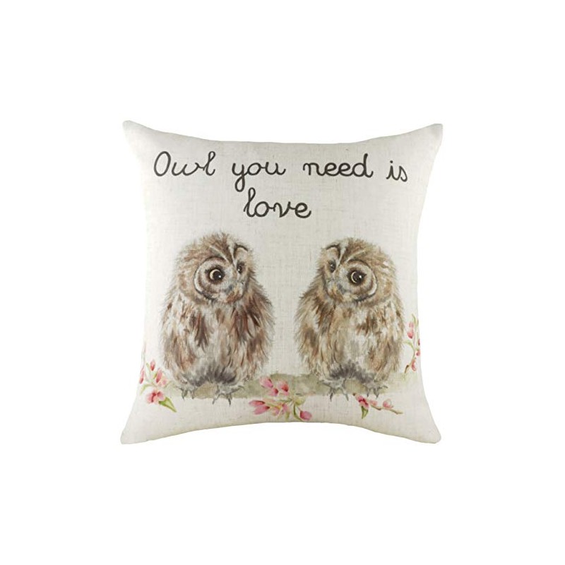 Evans Lichfield Hedgerow Owls Cushion Cover, Polyester, Linen, multicolour, 43