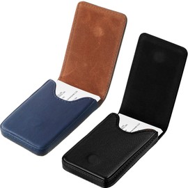 Outus 2 Pieces Business Card Holder, Business Card Wallet PU Leather Business Card Case Pocket Business Name Card Holder with Magnetic Shut Credit Card ID Case/Wallet (Black, Blue)